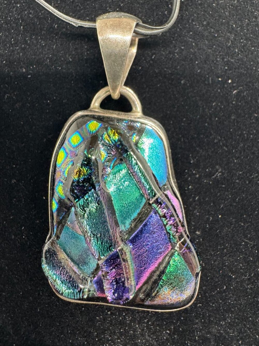 Sterling Silver 925 Blue & Purple Dichroic Glass Pendant